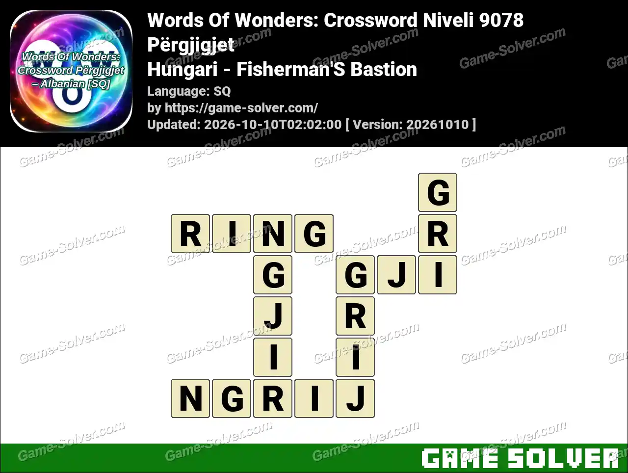 Words Of Wonders: Crossword Niveli 9078 Përgjigjet – Hungari – Fisherman’S Bastion